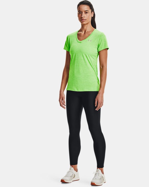 Women's UA Tech™ Twist V-Neck Short Sleeve in Green image number 2